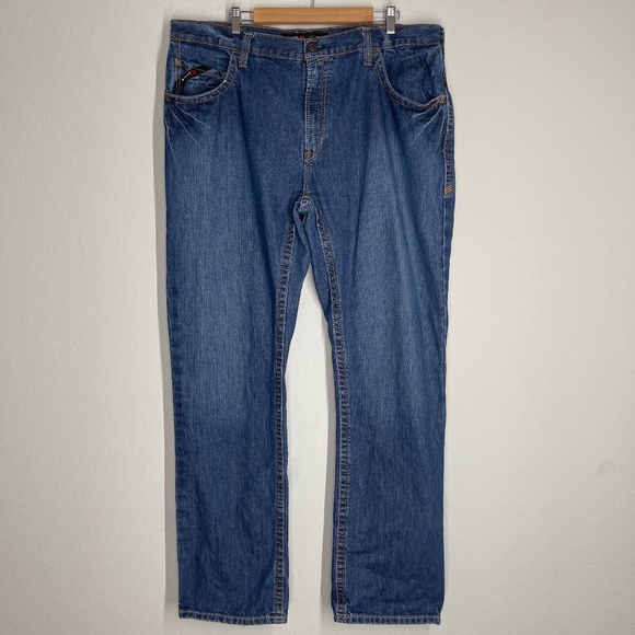 Ariat FR M5 Slim Straight Jeans Men's 42x36 Blue Flame Resistant CAT2 Work - Picture 1 of 14